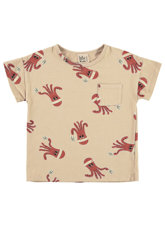 Lötiekids - Tshirt short sleeve – Octopuses latte