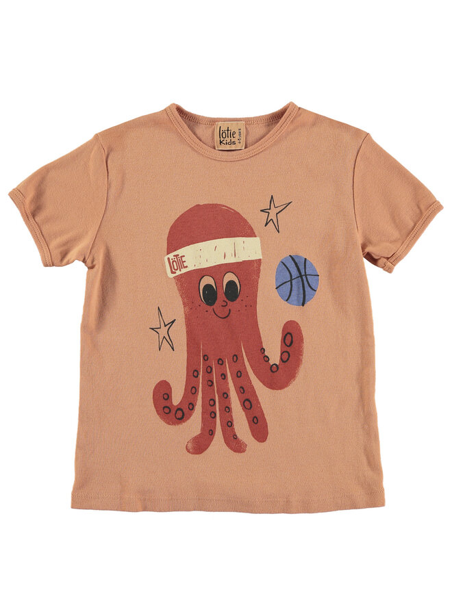 Retro tshirt – Octopus peach