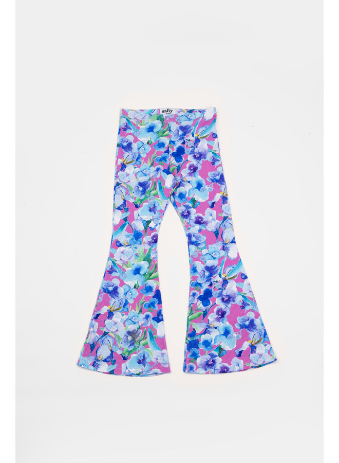 Flared legging - Flower roze/blauw