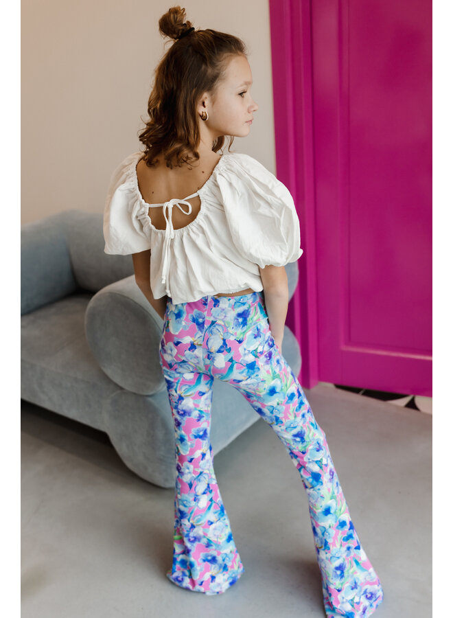 Salty Stitch - Flared legging - Flower roze/blauw