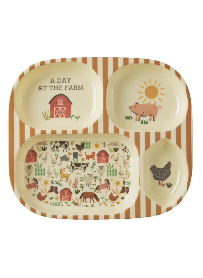 rice - Melamine bord met 4 compartimenten – Farm print