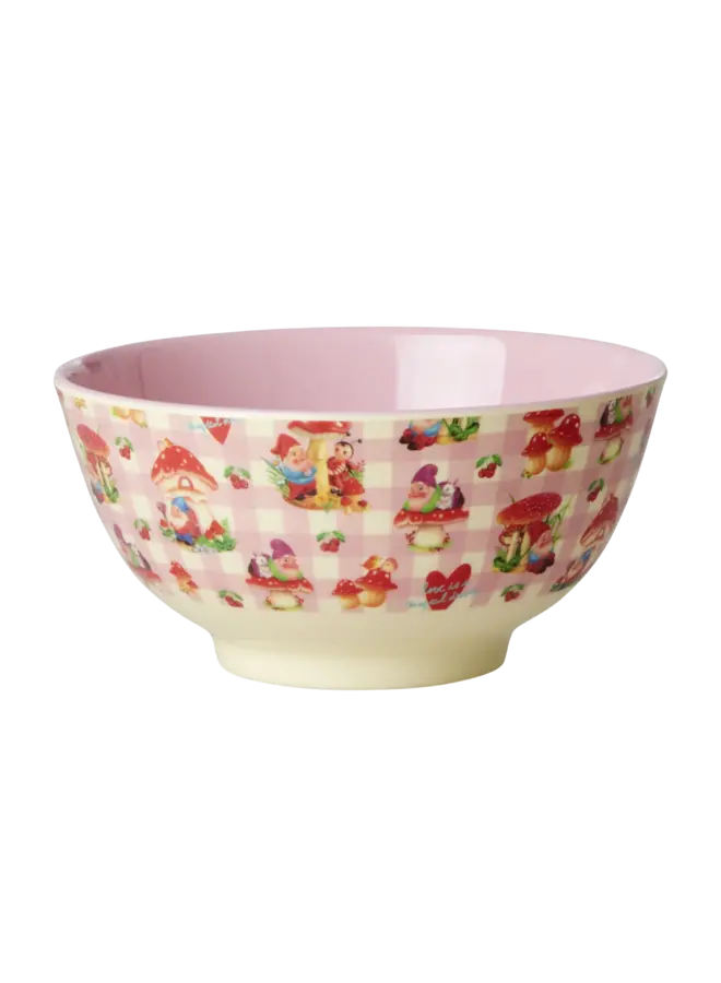 Medium Melamine kom – roze - Love Therapy Gnome Print