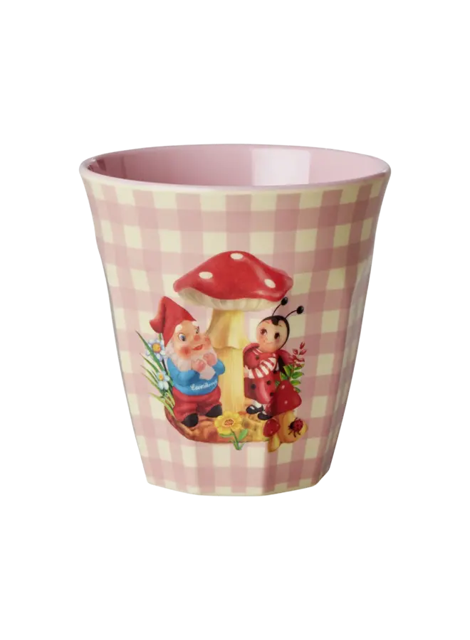 Medium Melamine beker – roze - Love Therapy Gnome Print