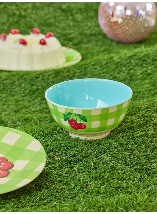 rice - Medium Melamine kom – groen - Love Therapy Cherry Print