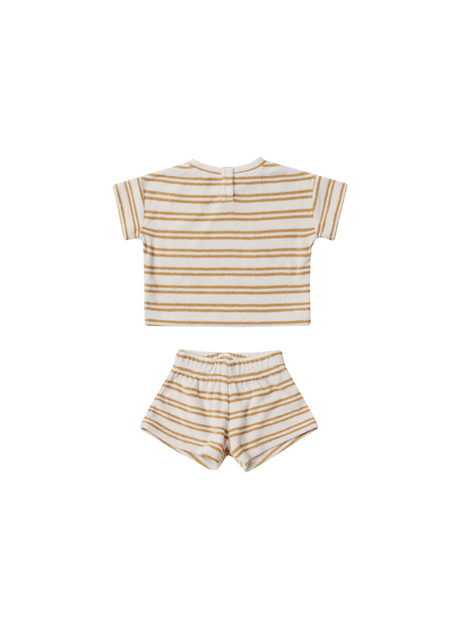 Quincy Mae - Terry tee + short set – Honey stripe