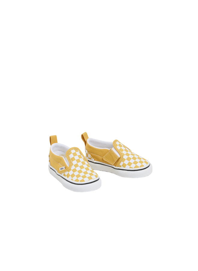 TD slip-on V color theory checkerboard footwear – Golden glow