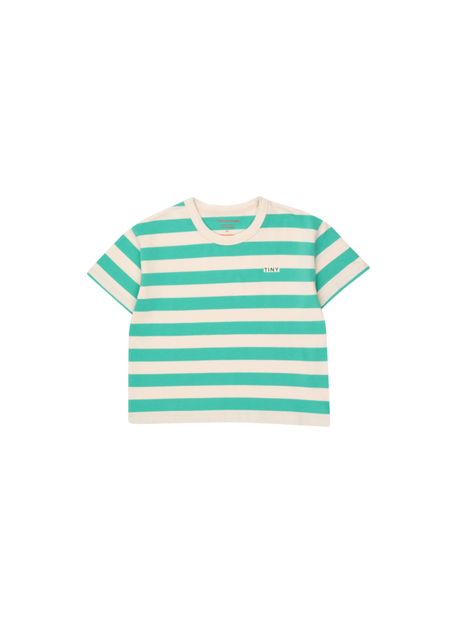 Stripes tee – Light cream / emerald