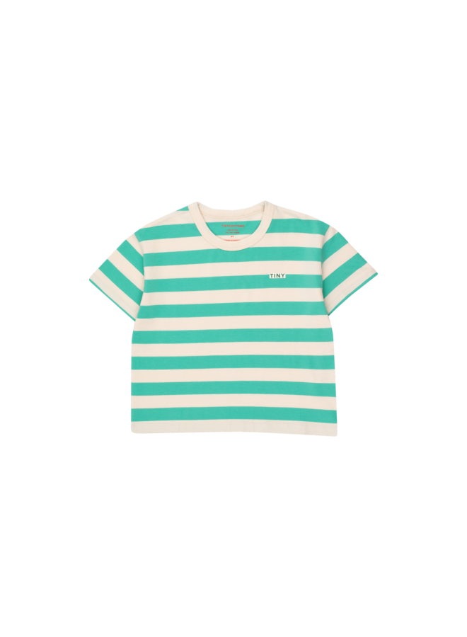 Tiny Cottons - Stripes tee – Light cream / emerald