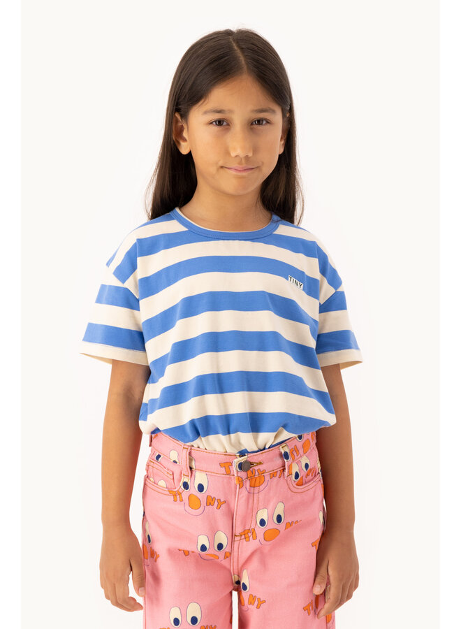 Tiny Cottons - Stripes tee – Light cream / azure