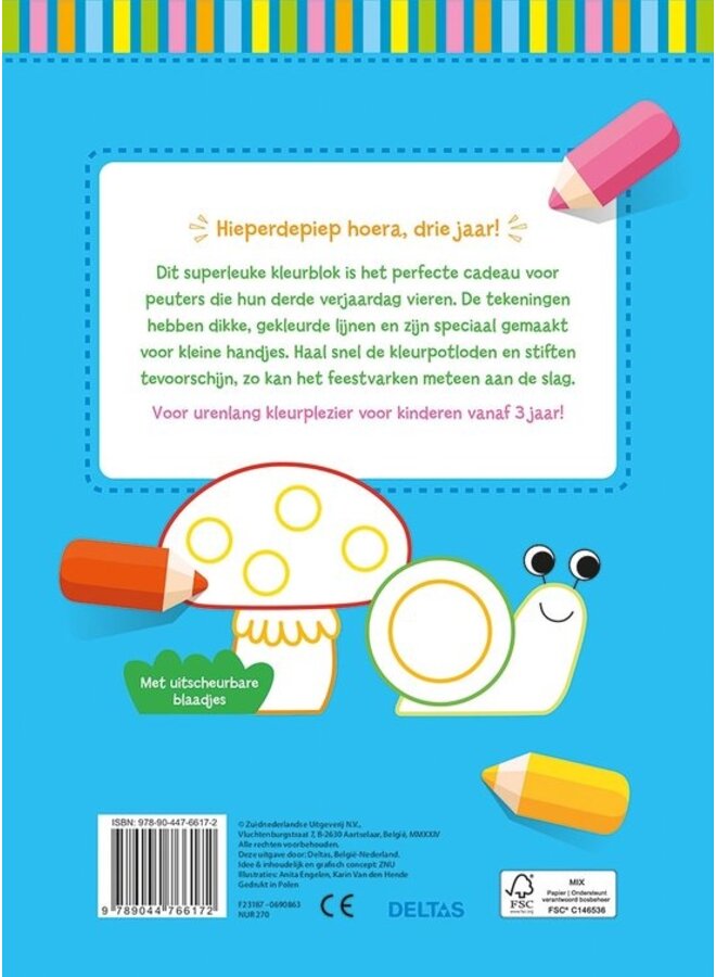 Deltas - Kleurpret voor kleine handjes Hoera, 3 jaar!