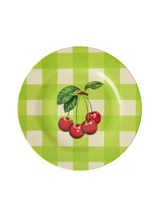 rice - Melamine bord – groen - Love Therapy Cherry Print