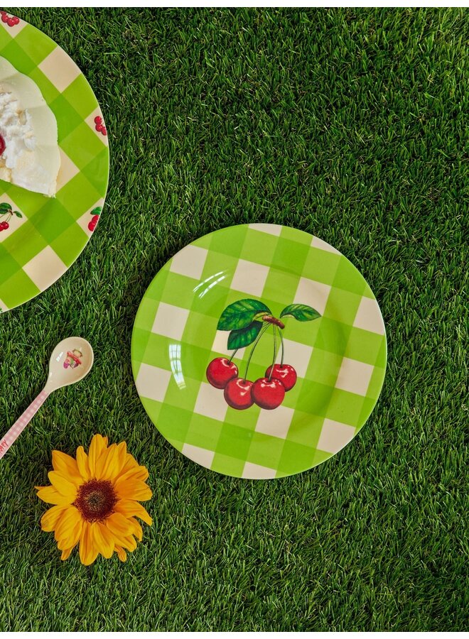 rice - Melamine bord – groen - Love Therapy Cherry Print