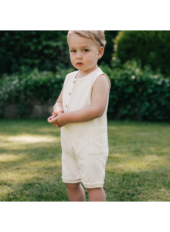 Uaua - Sleeveless Romper With Buttons - Crema