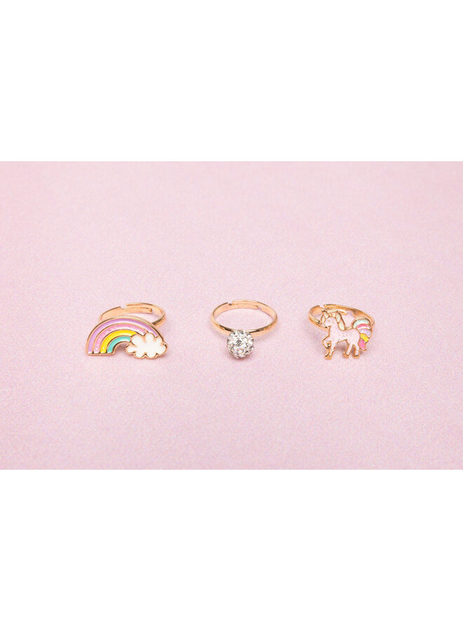 Great Pretenders - 90207- Boutique Unicorn Rainbow Rings 3 Pcs