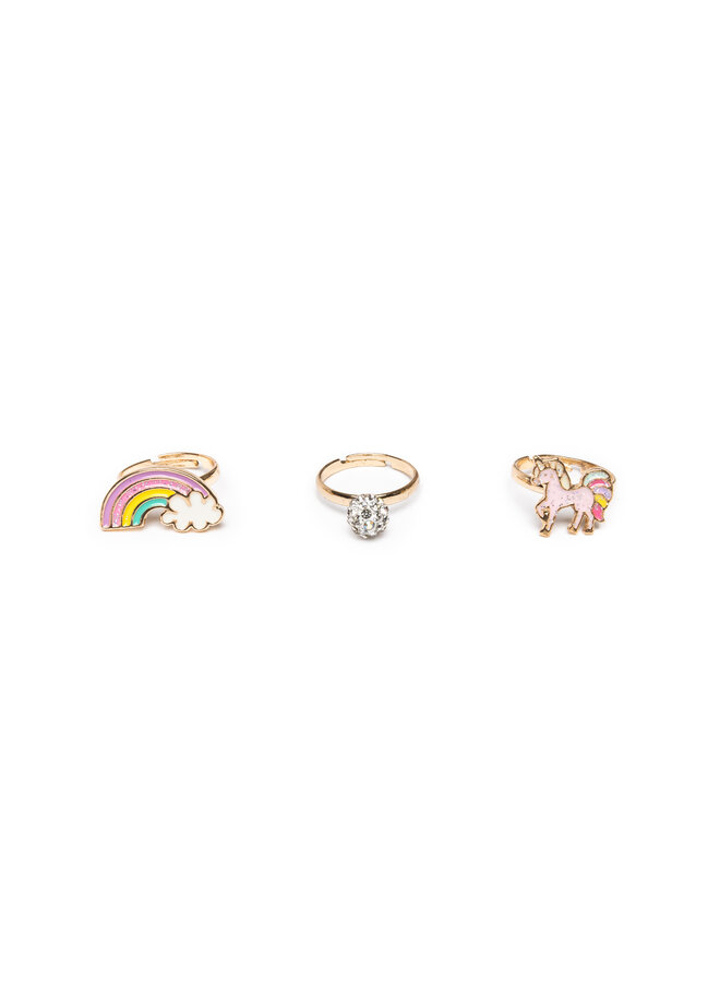 90207 Boutique unicorn rainbow ring set (3pcs)
