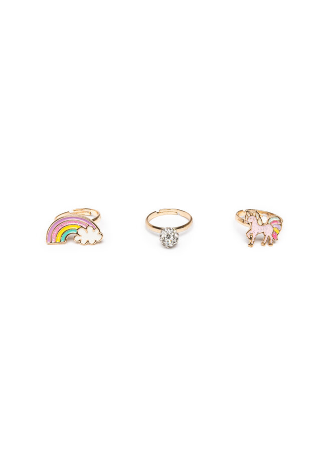 90207- Boutique Unicorn Rainbow Rings 3 Pcs