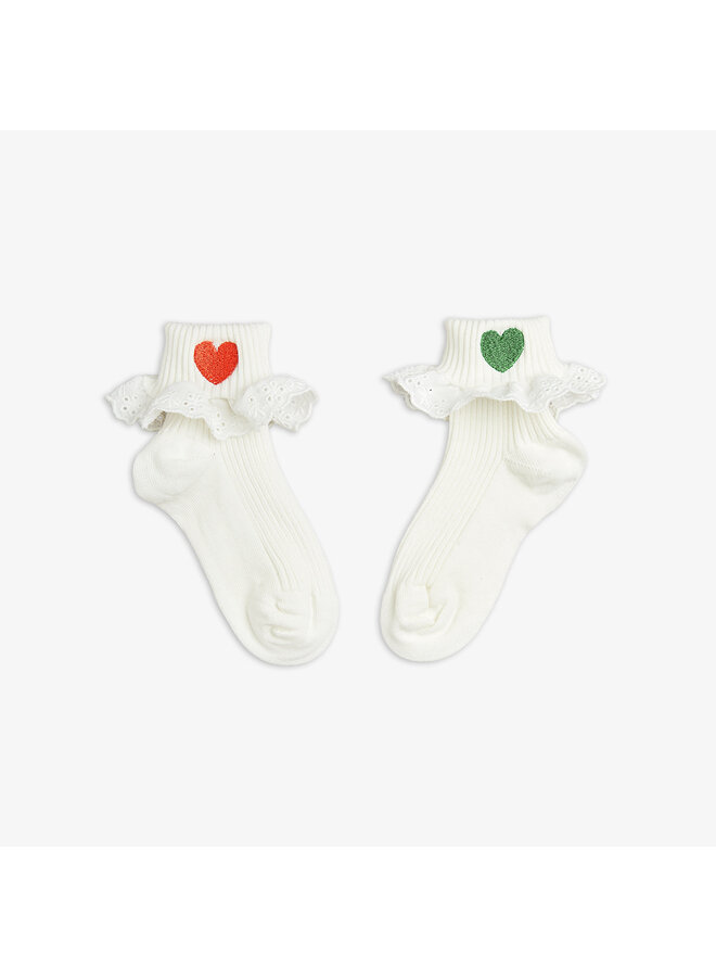 Hearts lace socks – White