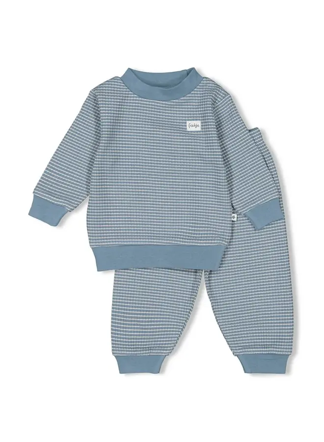Pyjama wafel - IJs blauw