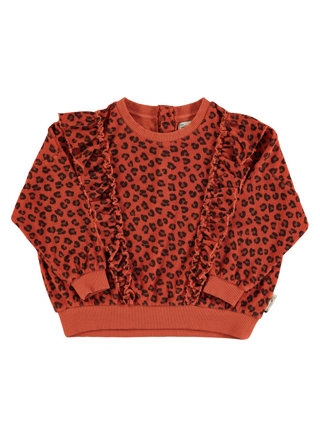 Piupiuchick - Terry cotton sweatshirt – Terracotta w/ animal print