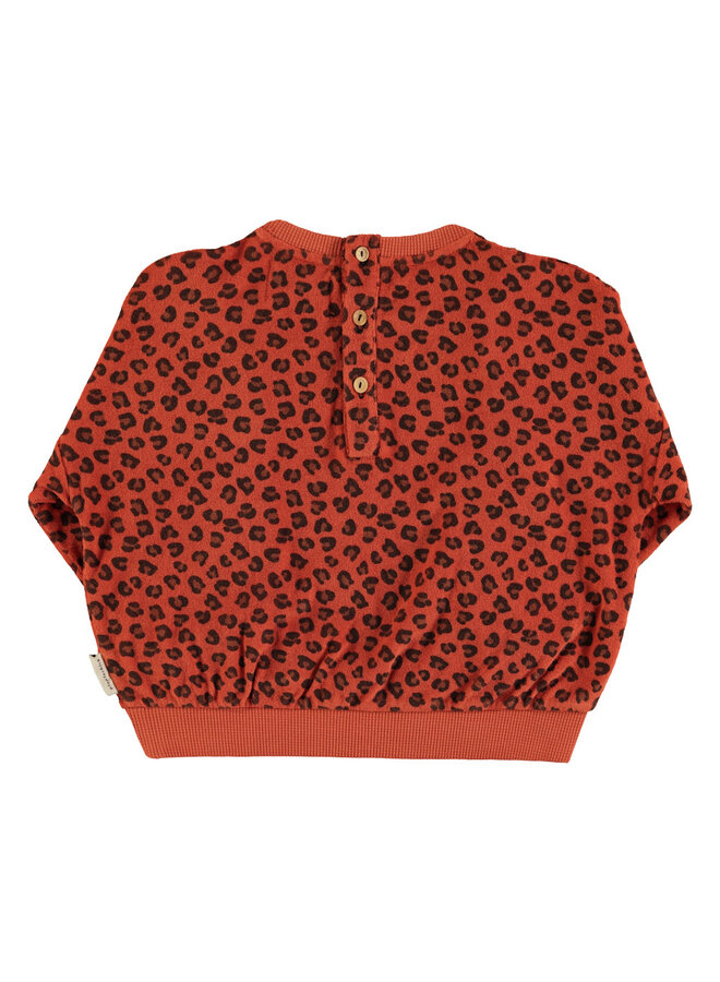 Piupiuchick - Terry cotton sweatshirt – Terracotta w/ animal print