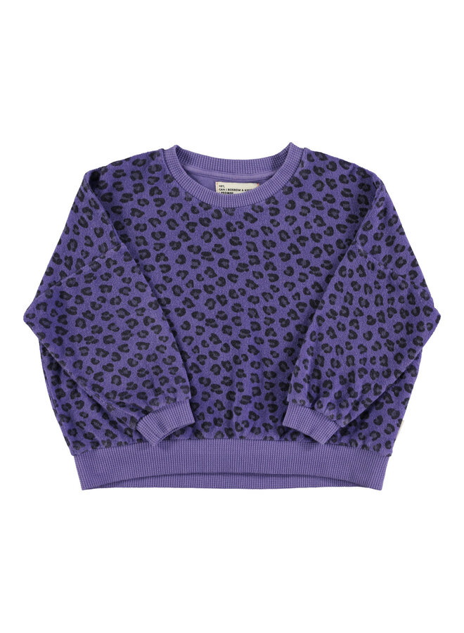 Piupiuchick - Terry cotton sweatshirt - Purple w/ animal print