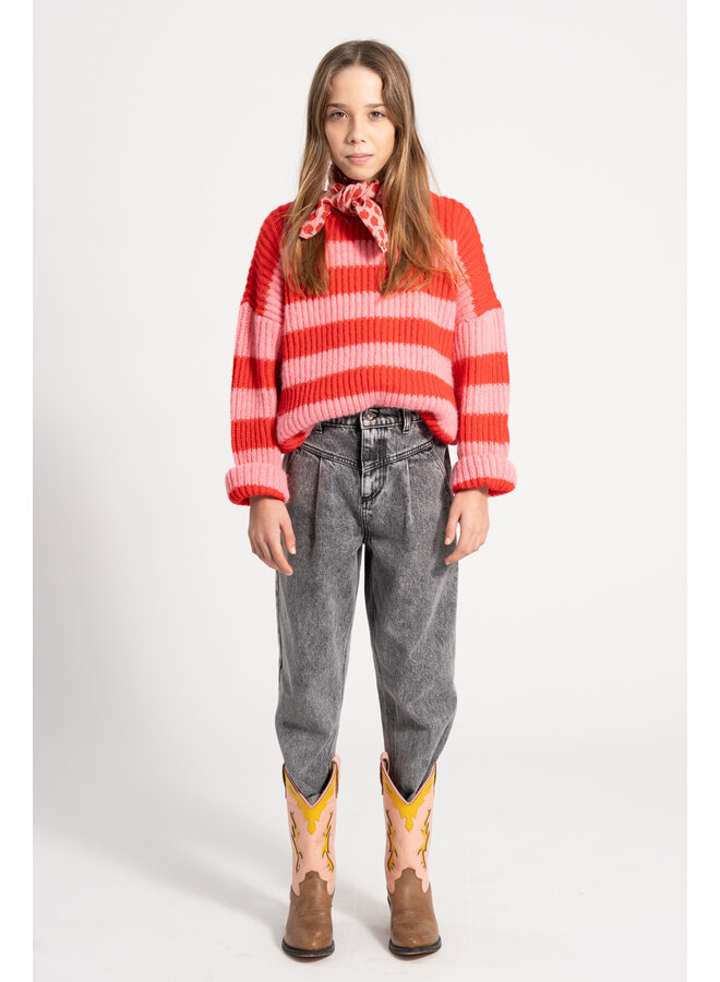 Piupiuchick - Knitted sweater - Red & pink stripes