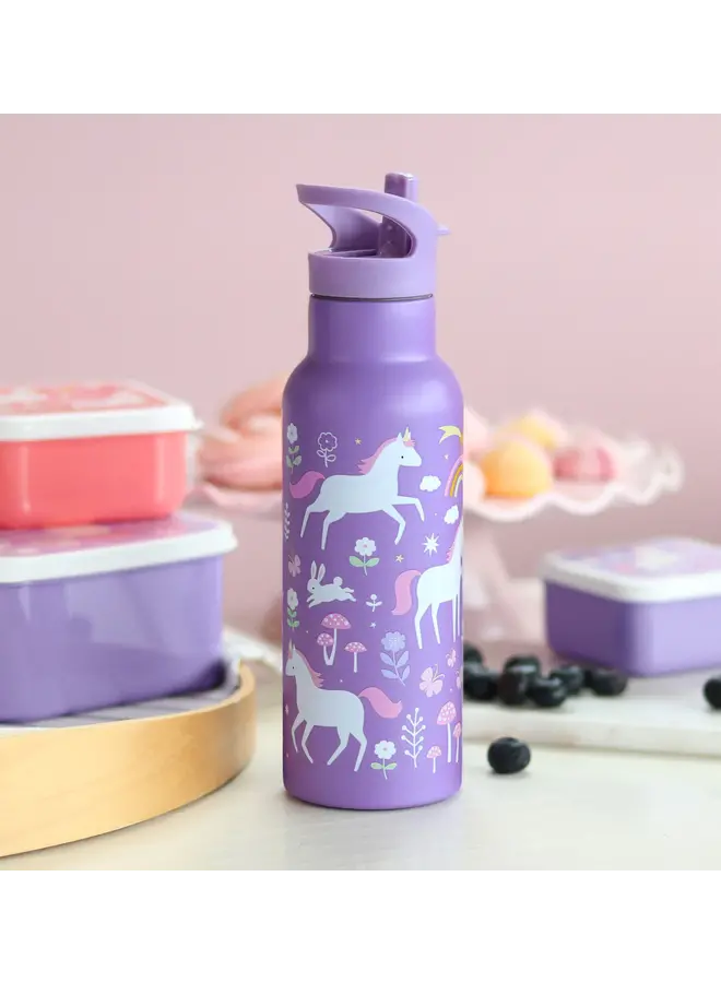 A Little Lovely Company - XL RVS drinkfles – Unicorn dreams