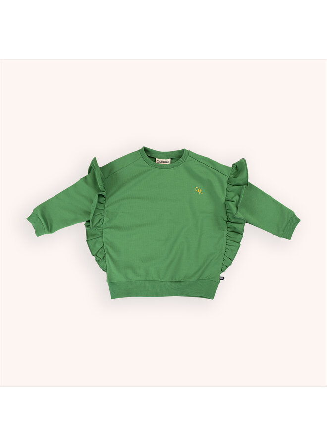 Girls ruffled sweater green - Basic