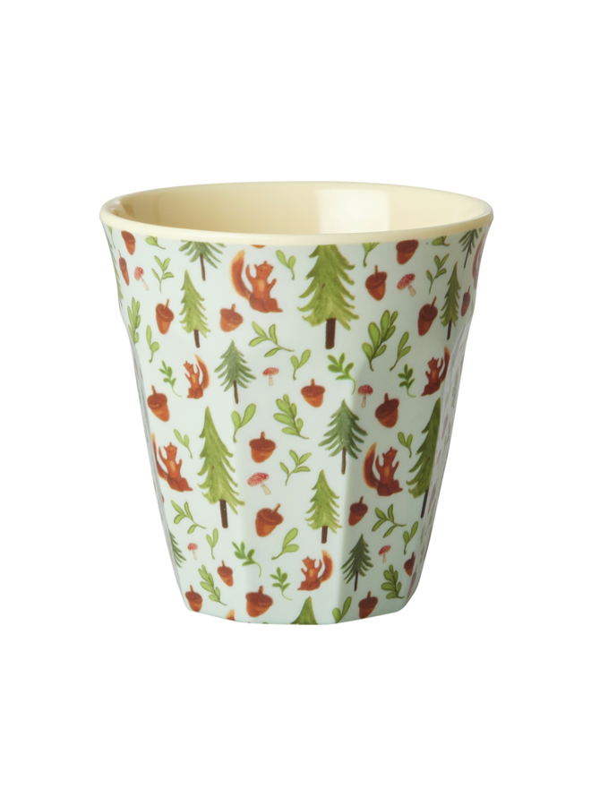 rice - Medium melamine beker – Blue happy forest print