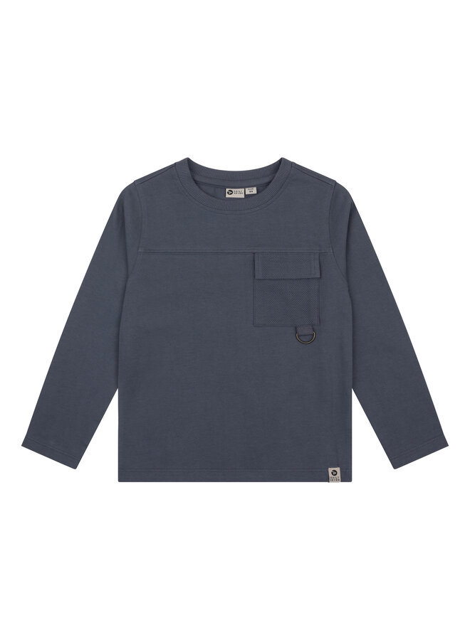 Daily7 - T-shirt longsleeve structure - Washed blue