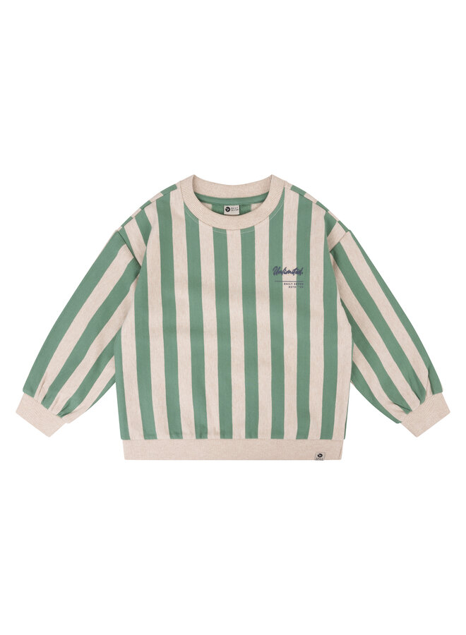 Daily7 - Sweater oversized stripe - Slate green