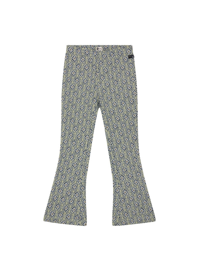 Daily7 - Flared flower rib pants - Light army