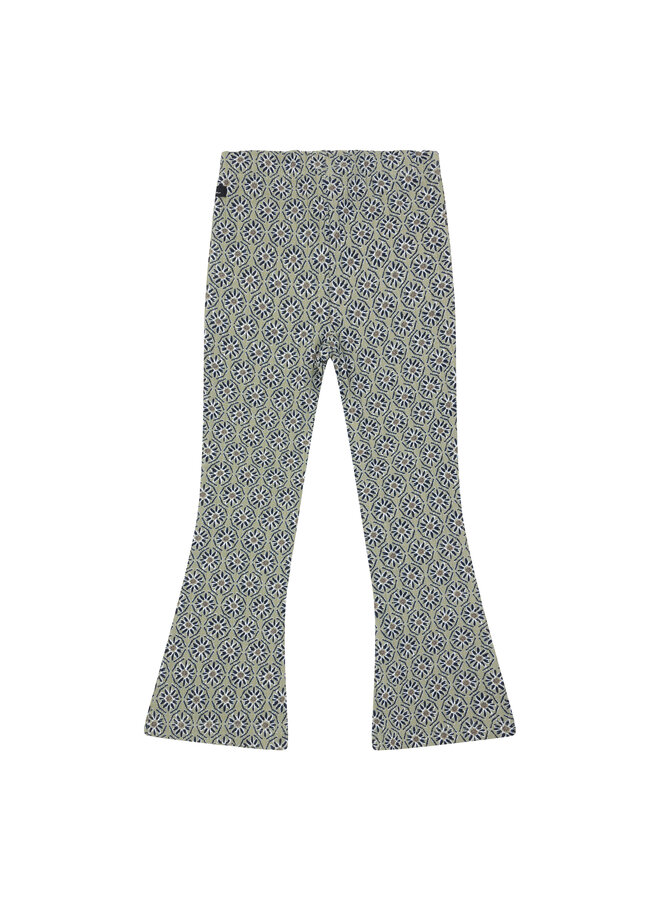 Daily7 - Flared flower rib pants - Light army