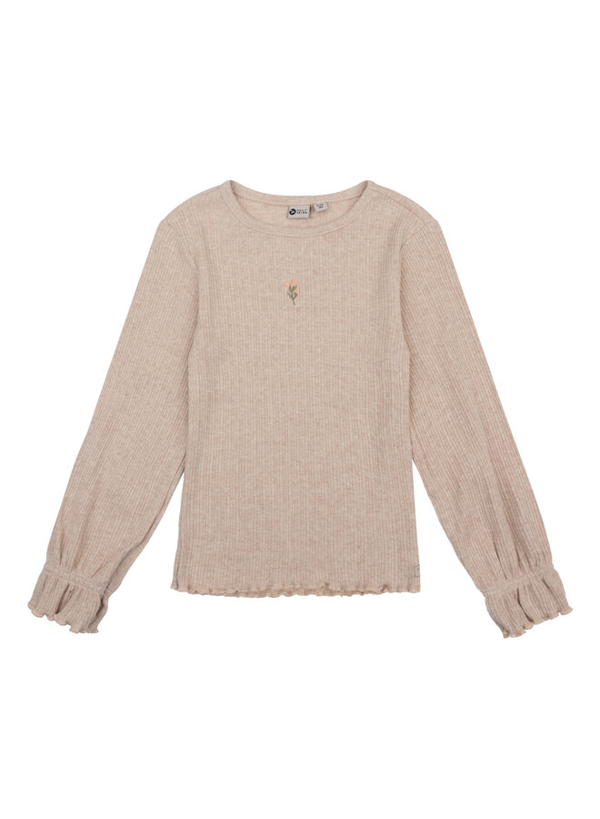 Daily7 - T-shirt longsleeve rib - Beige melange