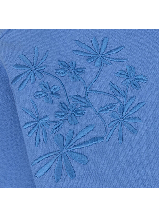 Daily7 - Sweater embroidery flower - Purple blue