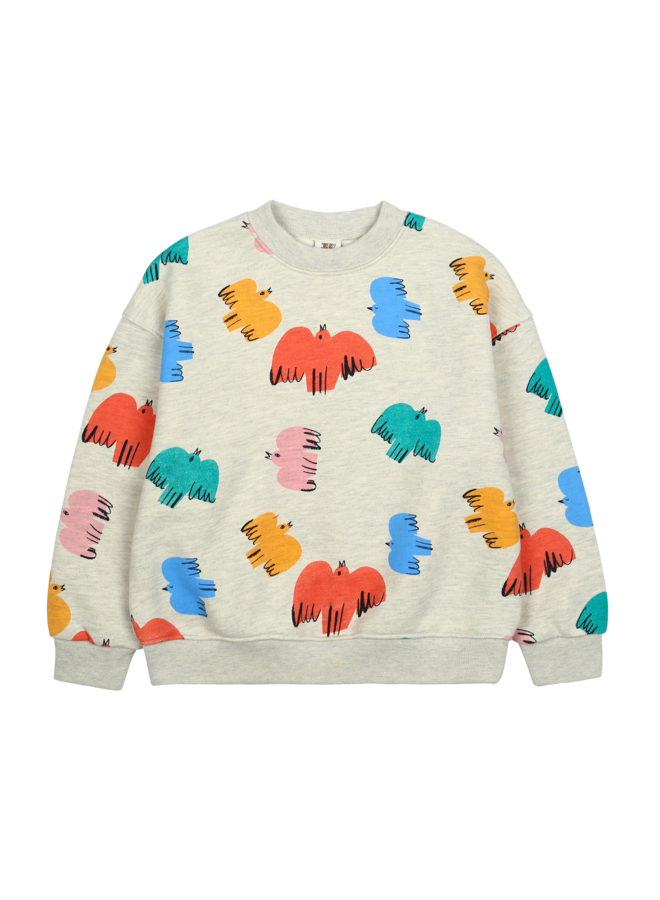 Colorful bird sweatshirt – Oatmeal