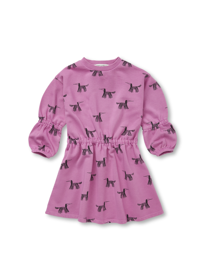 Dress dogs print - Purple pink