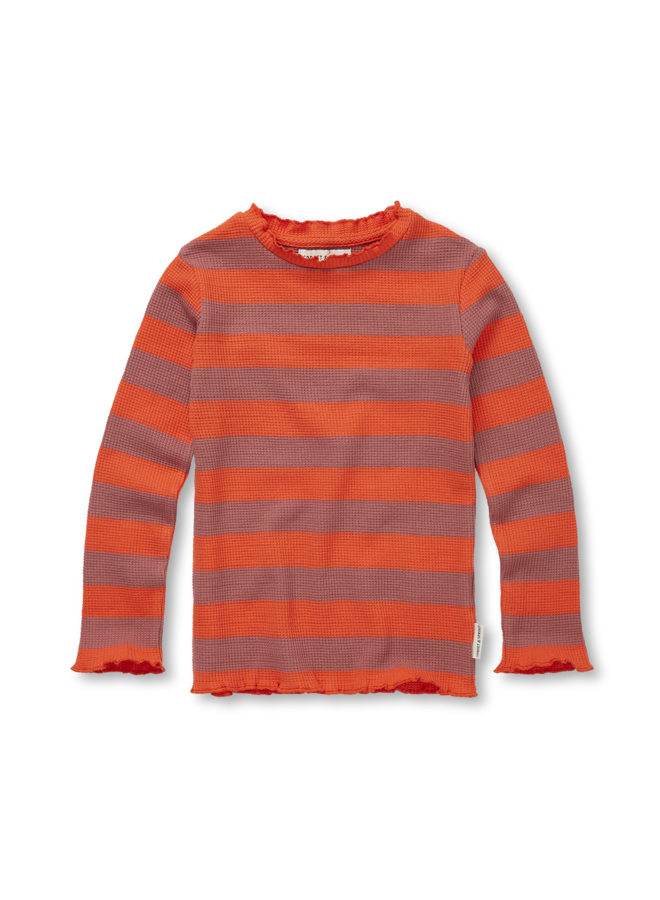 Turtle neck waffle stripe – Tomato