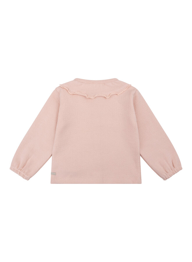 Daily7 - T-shirt longsleeve ruffle - Light rose