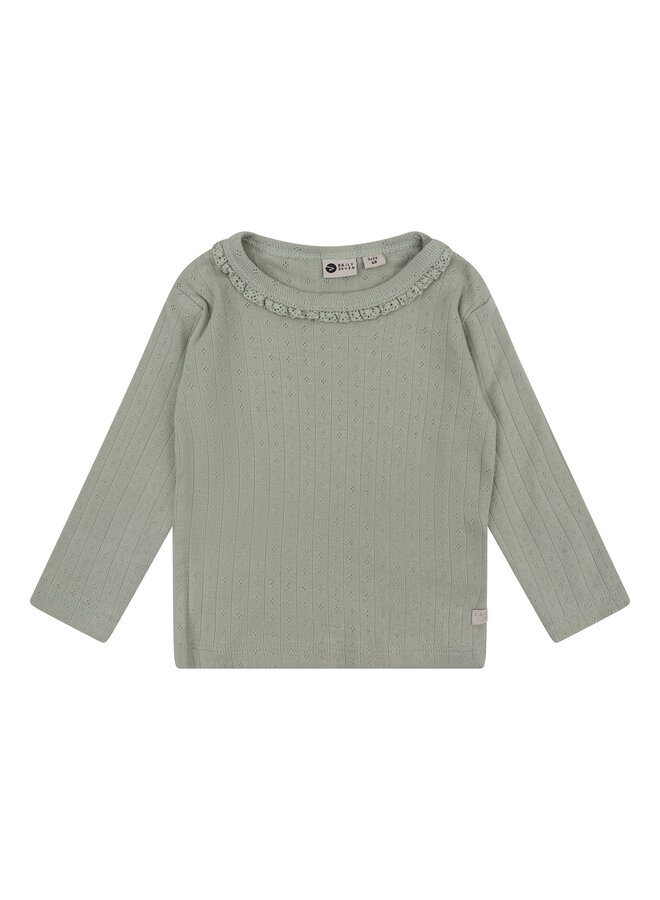 Daily7 - T-shirt longsleeve pointelle - Warm green