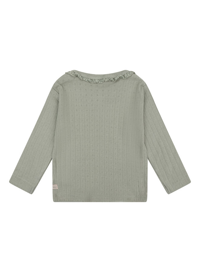 Daily7 - T-shirt longsleeve pointelle - Warm green