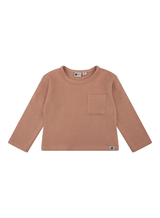 Daily7 - T-shirt longsleeve pocket - Amber brown