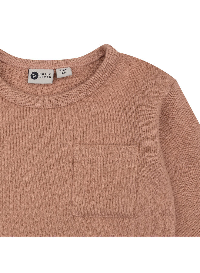 Daily7 - T-shirt longsleeve pocket - Amber brown