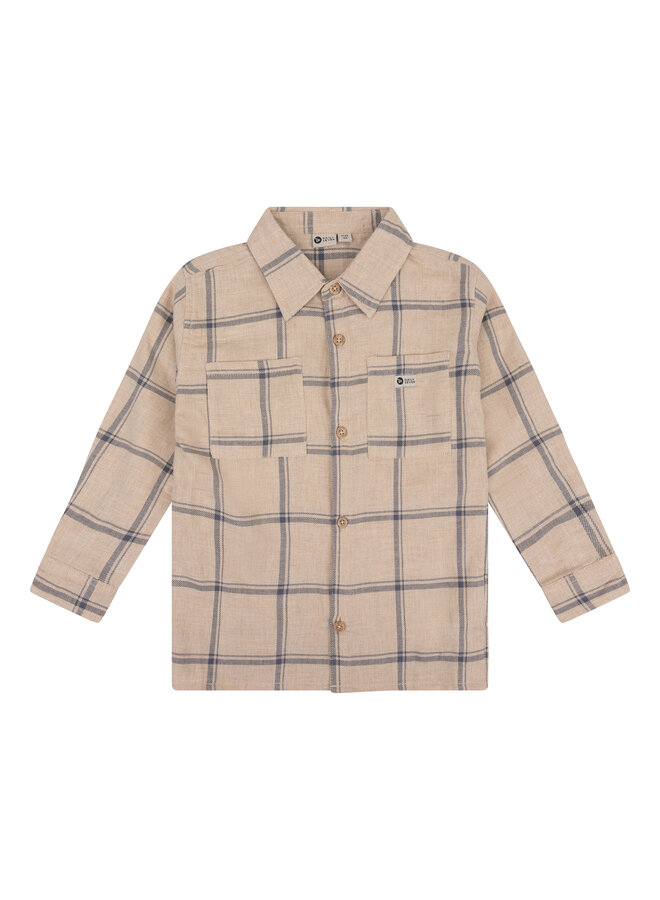 Shirt longsleeve check flanel - Beige melange