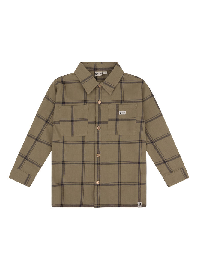 Daily7 - Shirt longsleeve check flanel - Army green