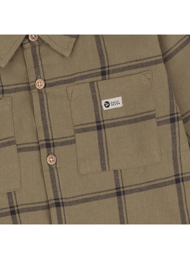 Daily7 - Shirt longsleeve check flanel - Army green