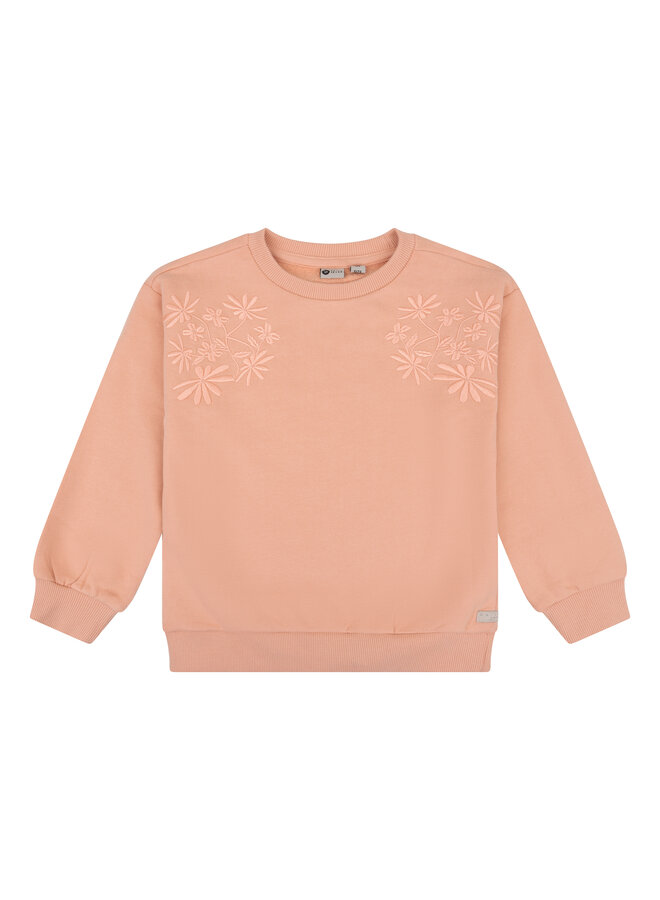 Sweater embroidery flower - Peach pink