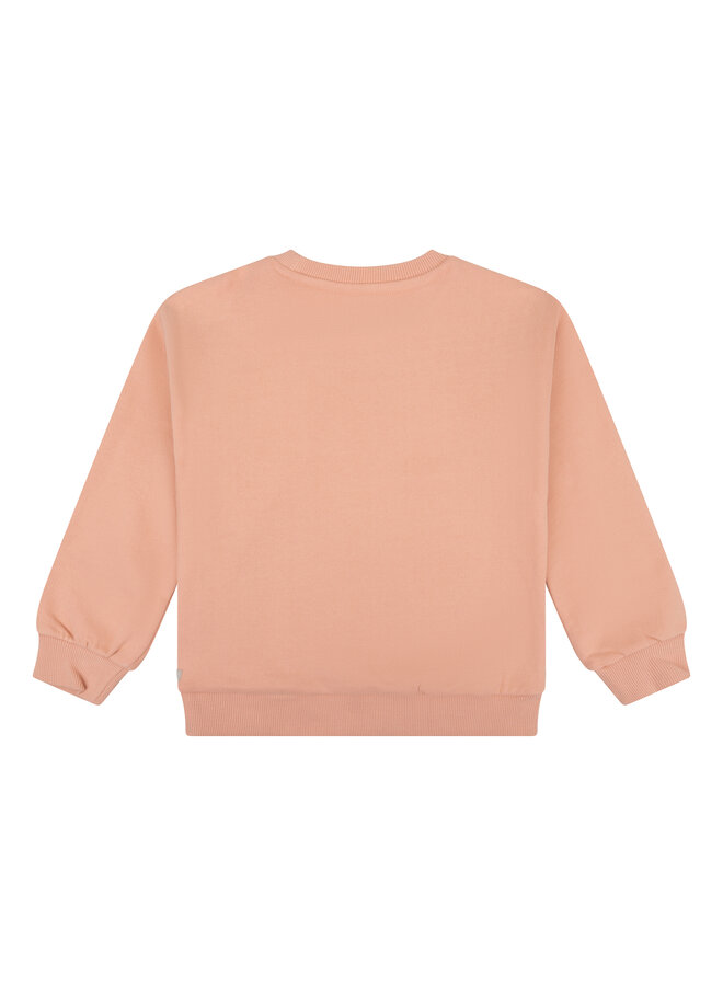 Daily7 - Sweater embroidery flower - Peach pink