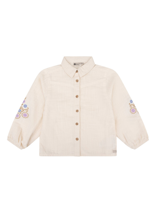 Shirt longsleeve embroidery - Sandshell