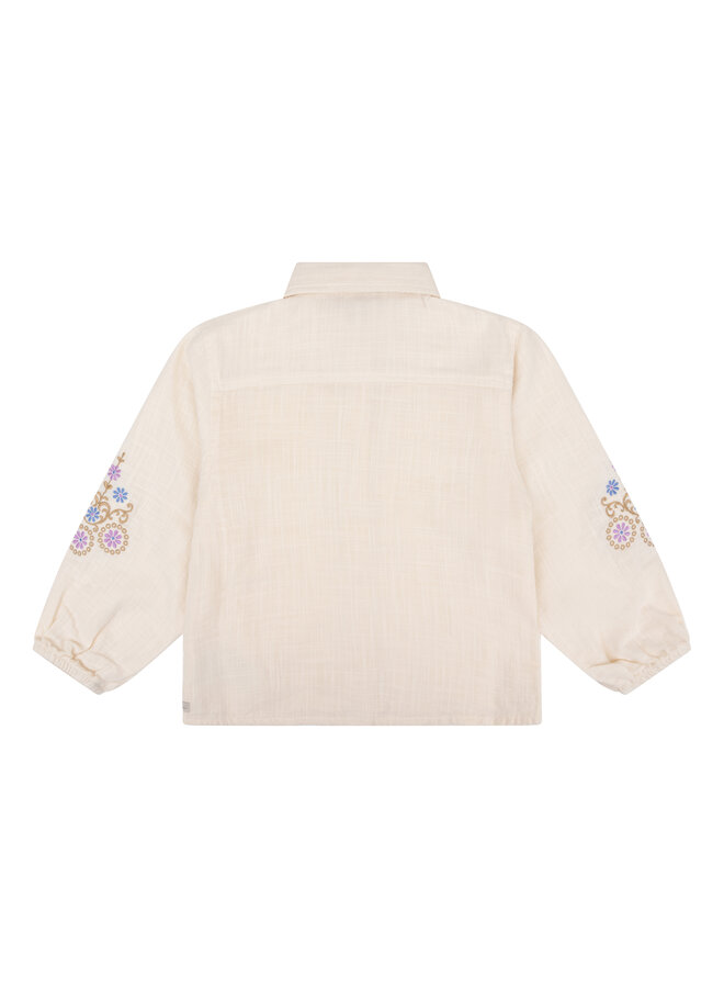 Daily7 - Shirt longsleeve embroidery - Sandshell